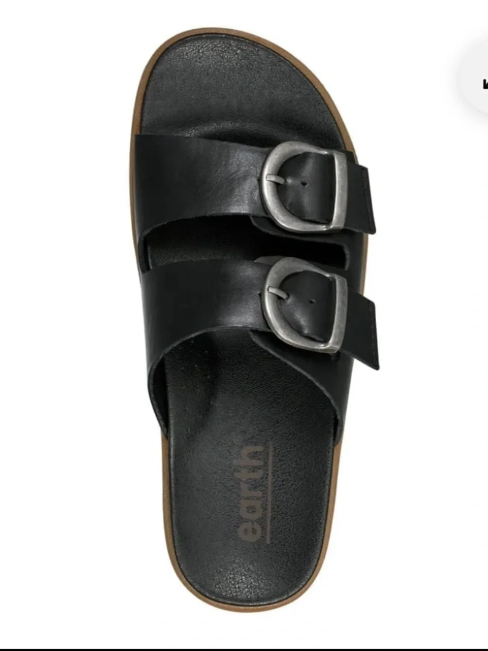 Earth Origins Black Slide Sandal with Silver Buckles